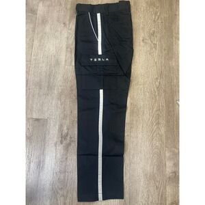 Tesla Mens Cargo Work Pants Black Reflective Stripe Service Uniform 34x32 TSLA